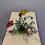 3D wenskaart Bloemen bloei gekleurde.
