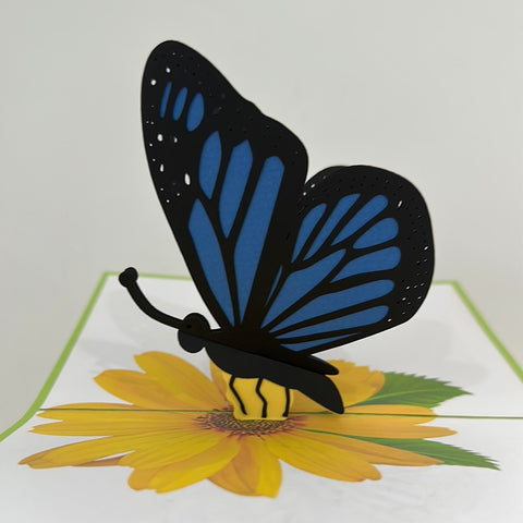 3D - Vlinder op een bloem