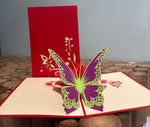Pop up vlinder met rode roos