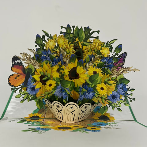 3D - Zonnebloemen en Vlinders