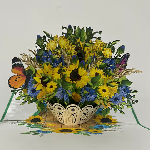 3D - Zonnebloemen en Vlinders.