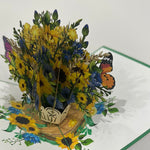 3D - Zonnebloemen en Vlinders.