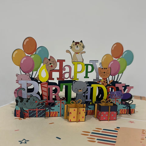 3D - Cats Happy Birthday