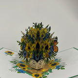 3D - Zonnebloemen en Vlinders.
