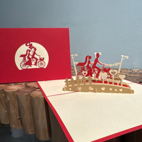 Pop up trouwkaart - fiets