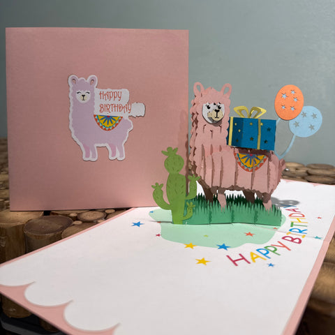Pop up happy birthday lama