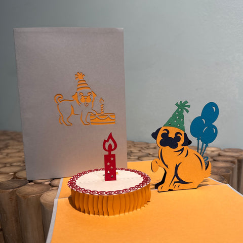Pop up taart met een hondje
