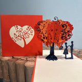 Pop up trouwkaart oranje boom