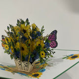 3D - Zonnebloemen en Vlinders.