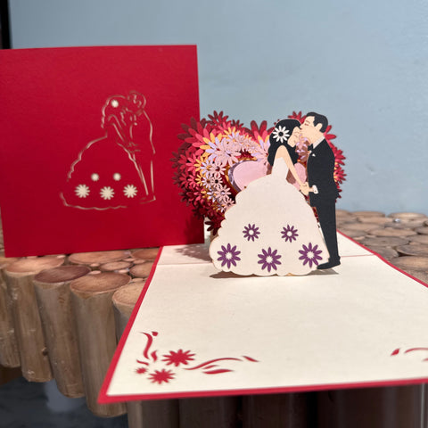 Pop up trouwkaart hartjes