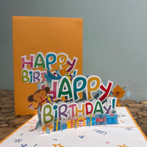 Pop up happy birthday kaart beer - aap