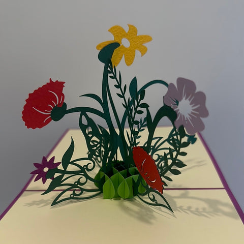 3D wenskaart Bloemen bloei gekleurde