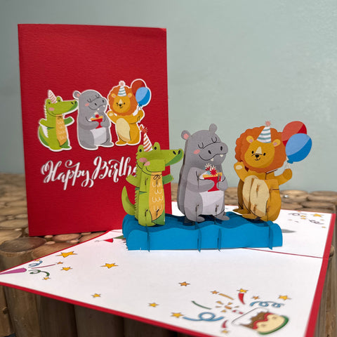 Pop up happy birthday dieren