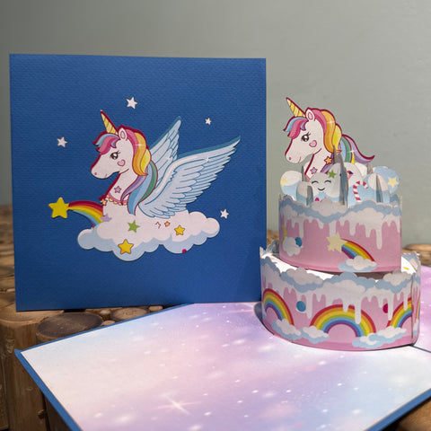 Pop up taart met unicorn