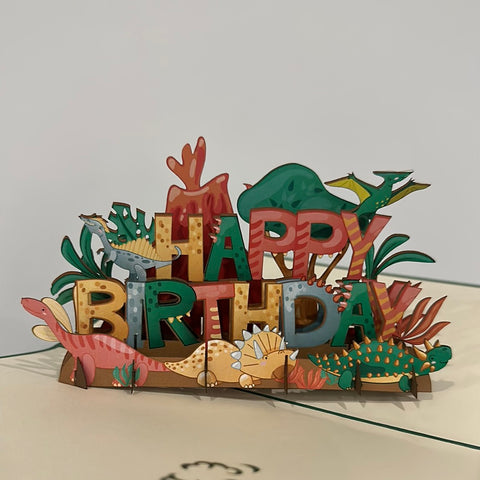 3D - Dinosaurus Happy Birthday.